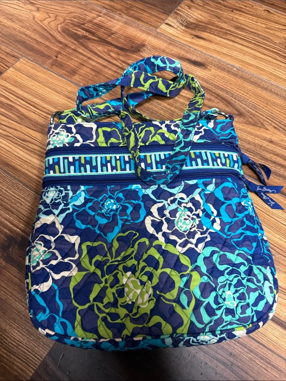 Vera Bradley Quilted Floral Handbag in Blue, Teal & Lime